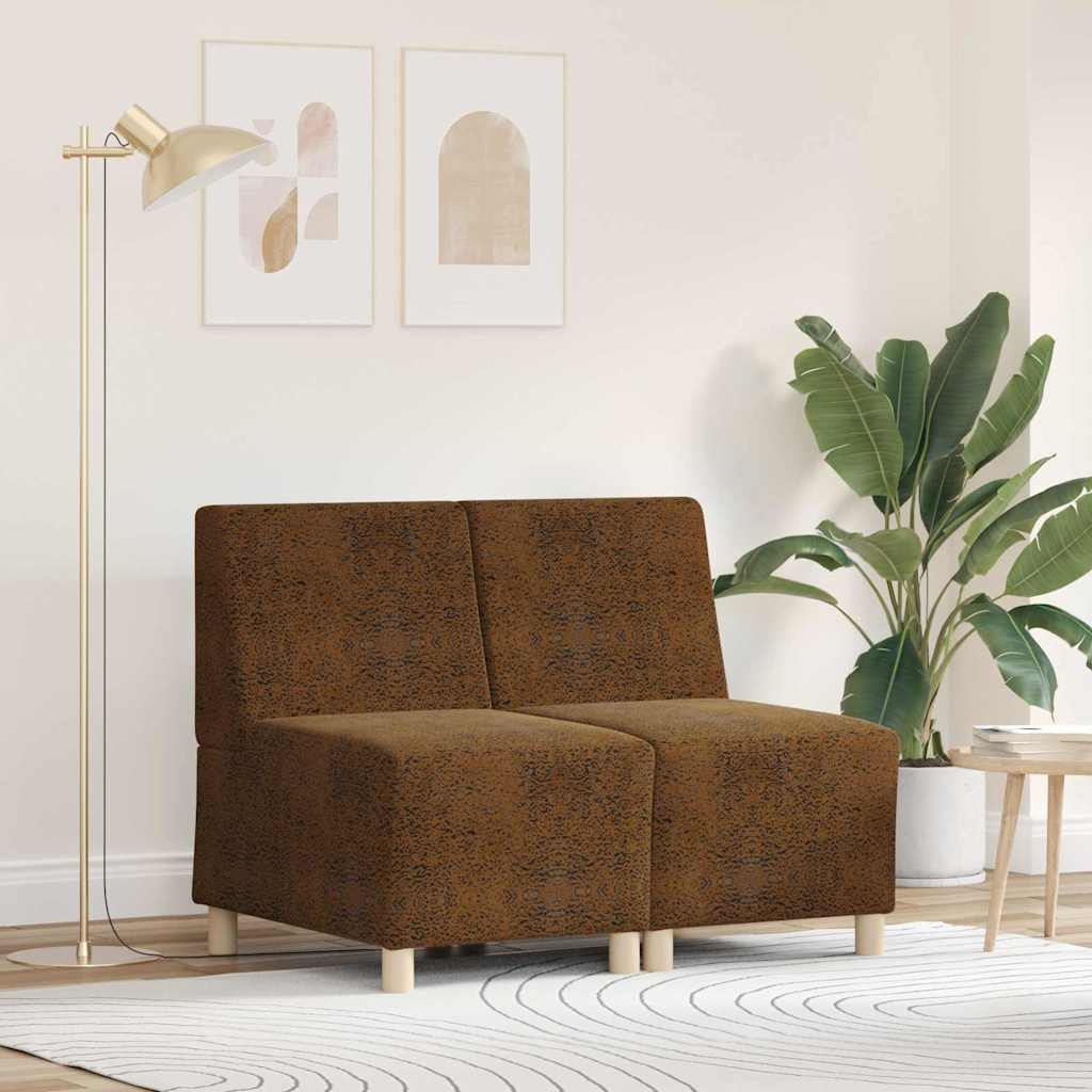 Modular Sofa Unit Armless 2 pcs Brown 55 x 74 x 82 cm